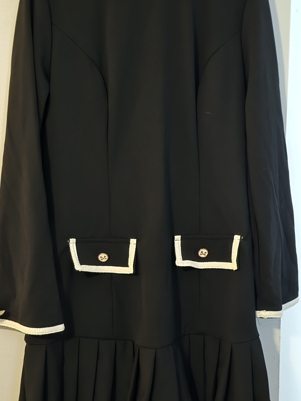 POESELLE Black Contrast-Trim Women's Dress